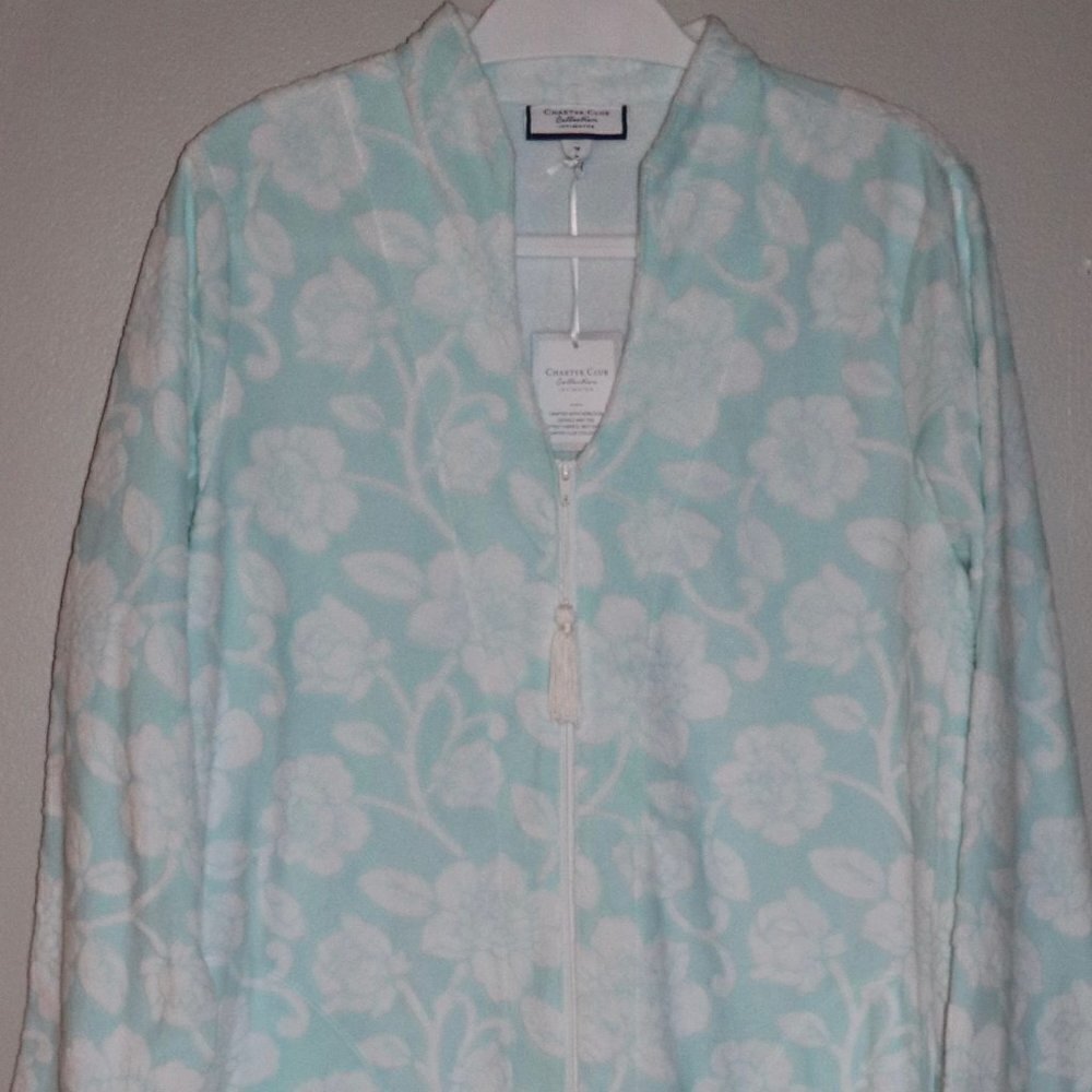 Charter Club Printed Floral Print Long Zipper Robe Size M
